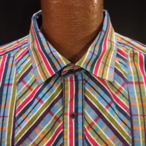 Robert Graham Embroidered Striped Flip Cuf…